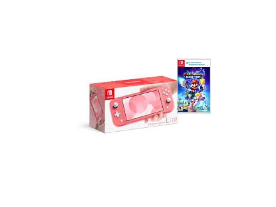 Nintendo Switch Lite CoralEdition and Mario + Rabbids Sparks of Hope Bundle - Japan Import with US Plug