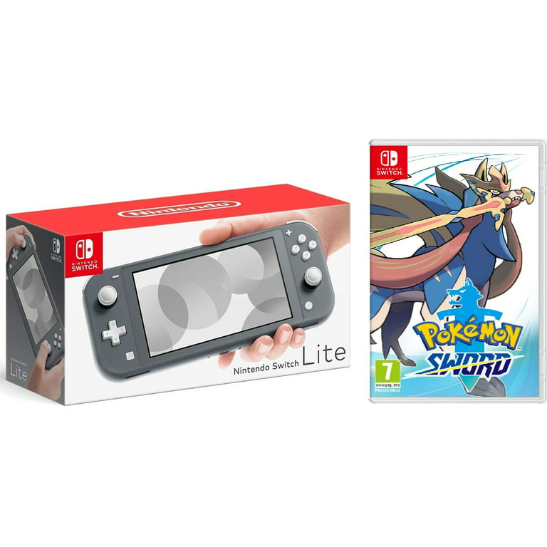 Nintendo Switch Lite Gray Bundle with Pokemon Sword NS Game Disc and Mytrix  Microfiber Cleaning Cloth - 2019 New Game!