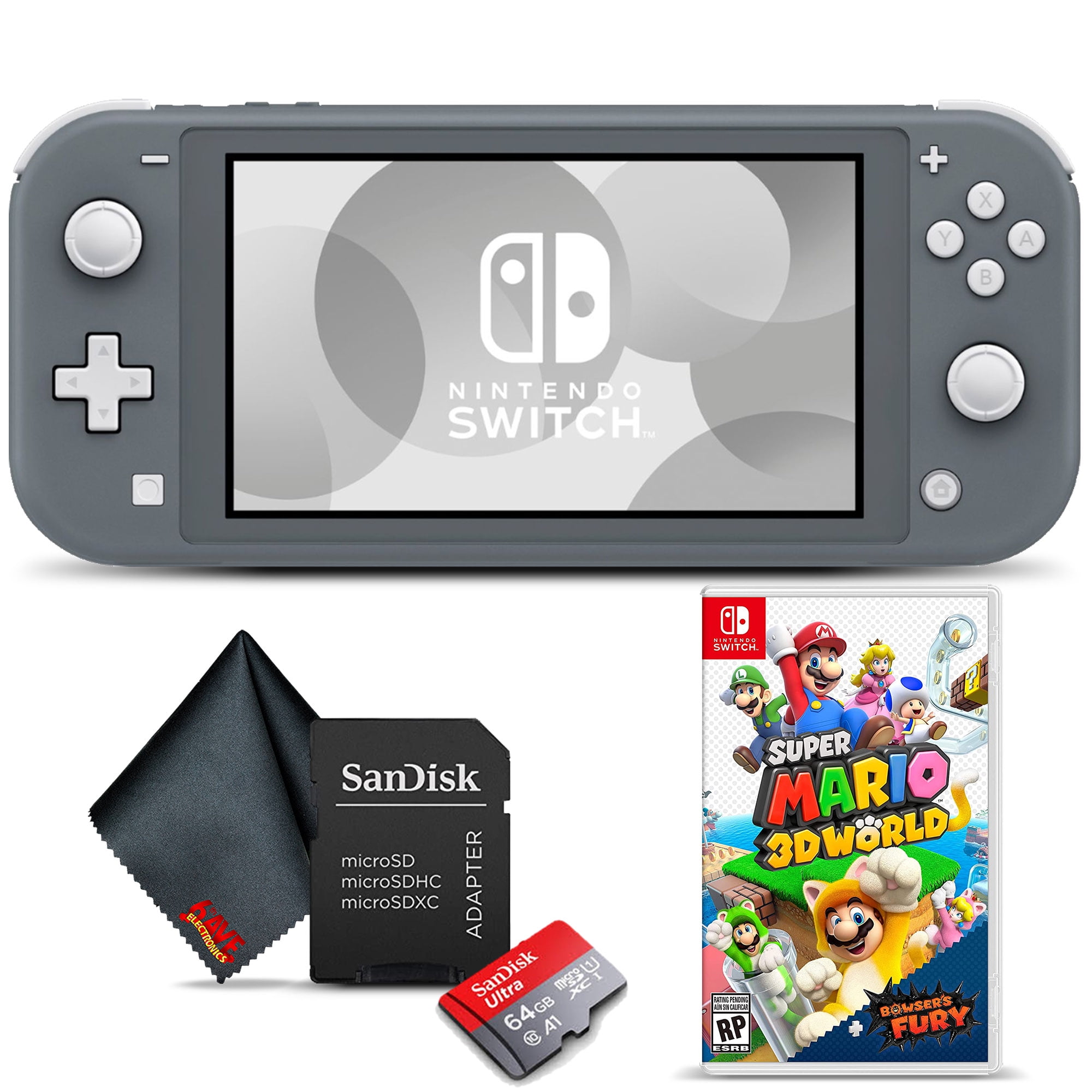 Nintendo Switch Lite Console Bundle (Gray) with Super Mario