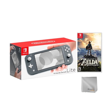 Nintendo Switch Lite Gray Bundle with The Legend of Zelda: Breath of the Wild Game Disc and Mytrix Microfiber Cleaning Cloth - 2019 Best Game!