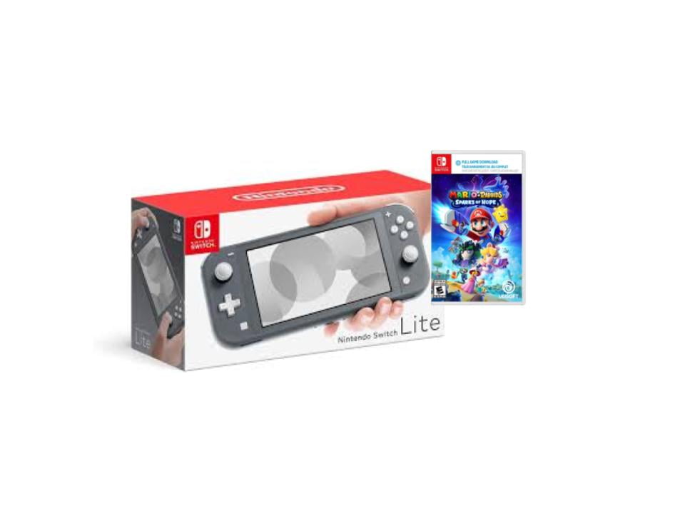 Nintendo Switch Lite Gray Edition and Mario + Rabbids Sparks of Hope Bundle - Japan Import with US Plug