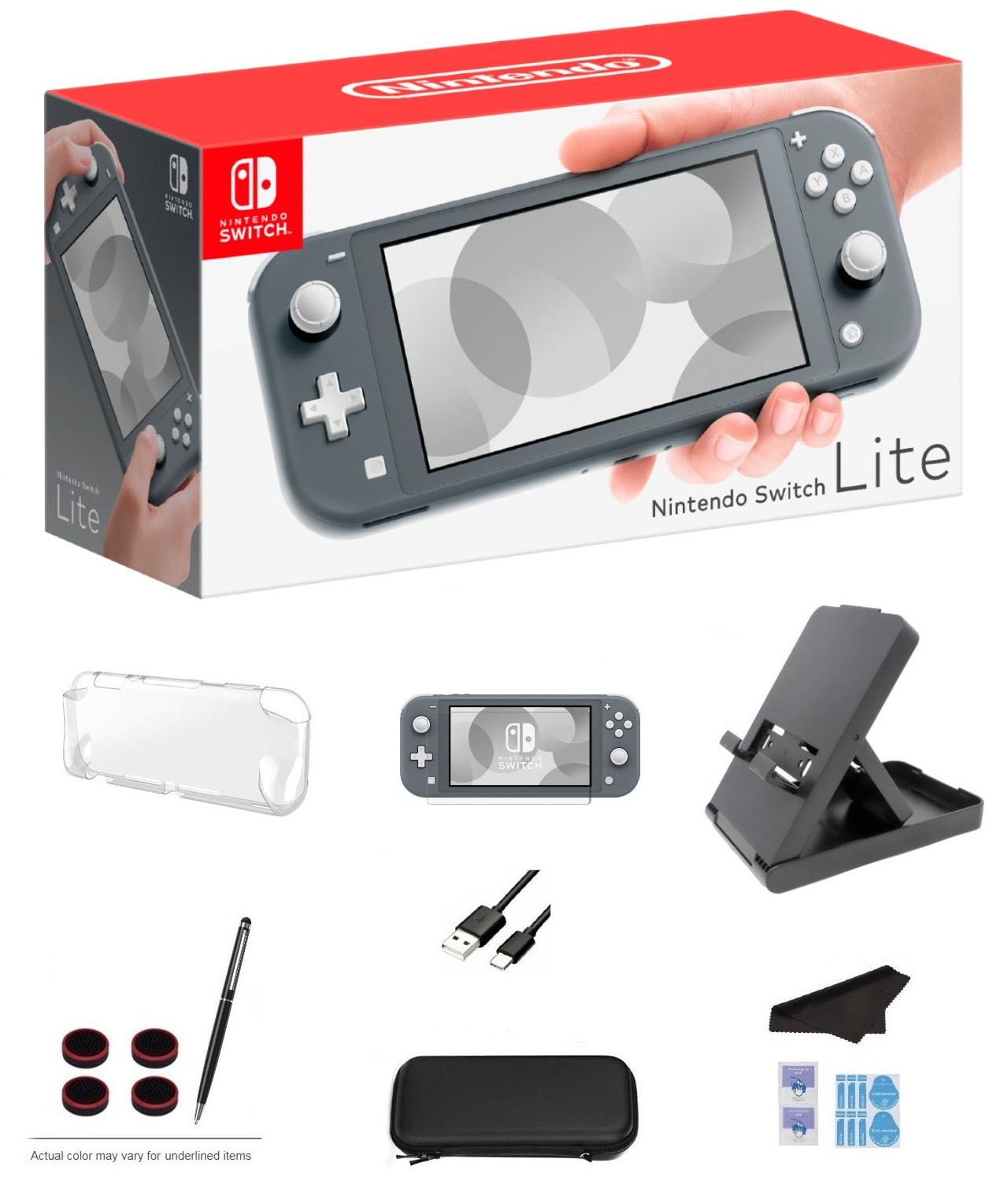 Nintendo Switch Lite (Gray) Console Bundle with 1-Year Extended Protection  Plan and 6Ave Cleaning Cloth 