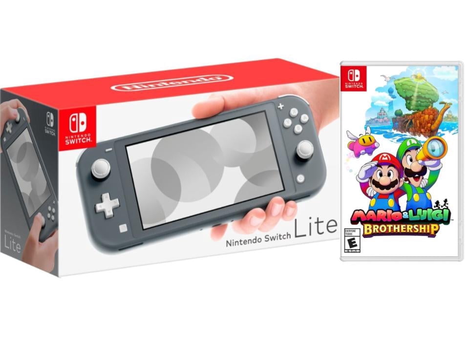 Nintendo Switch Lite Gray (International Edition) Bundle with Mario and Luigi: Brothership