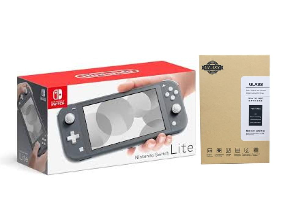 Nintendo Switch Lite Gray + Tempered Glass Screen Protector Bundle (International Version)