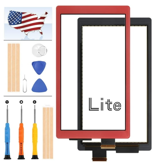 For Nintendo Switch Lite Screen Replacement For Nintendo Switch Lite Touch Screen Digitizer Parts For Switch Lite Touch Sensor Glass Panel Full Repair Kit with Protector Film(Not For Switch) (Red)
