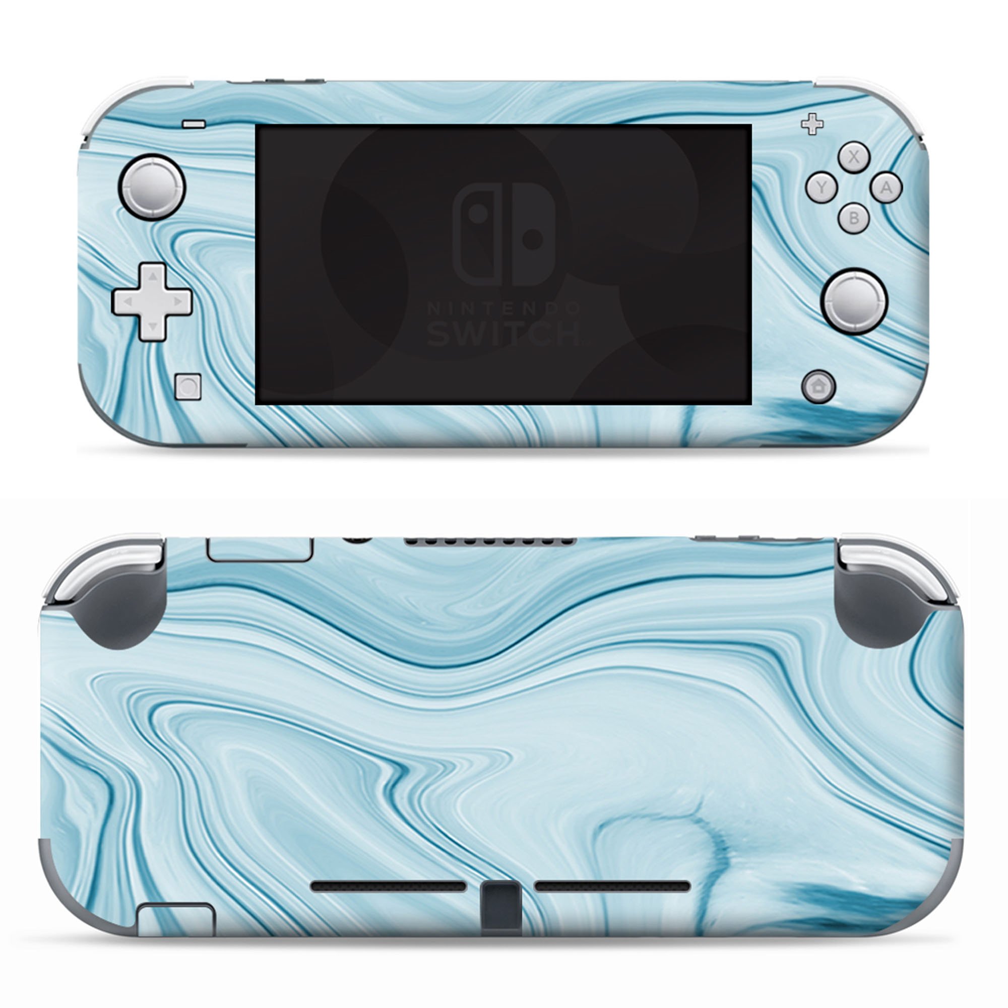 Nintendo Switch Lite Skins Decals Vinyl Wrap  - decal stickers skins cover -Baby Blue Ice Swirl Marble - image 1 of 4