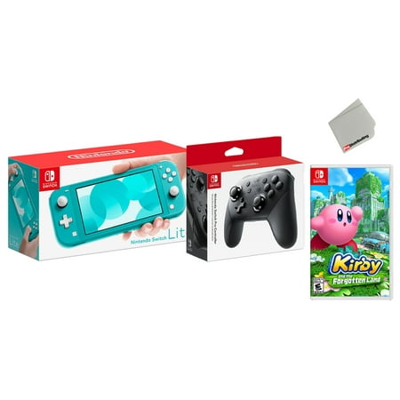 Nintendo Switch Lite Turqouise Bundle with Wireless Pro Controller and Kirby The Forgotten Land Game - Import with US Plug