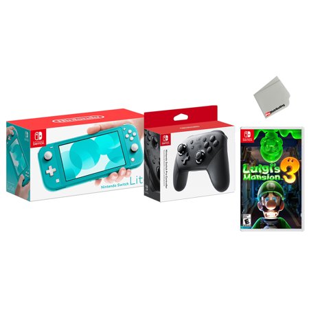 Nintendo Switch Lite Turqouise Bundle with Wireless Pro Controller and Luigi's Mansion 3 Game - Import with US Plug