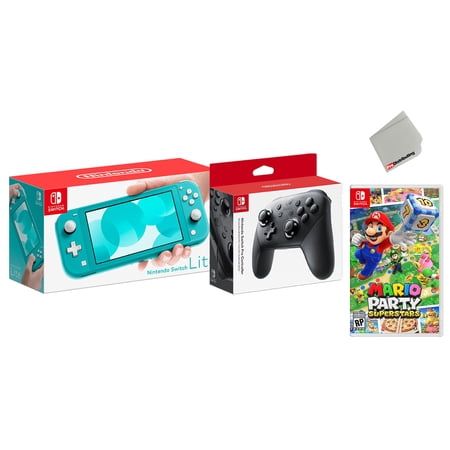 Nintendo Switch Lite Turqouise Bundle with Wireless Pro Controller and Mario Party Superstars Game - Import with US Plug