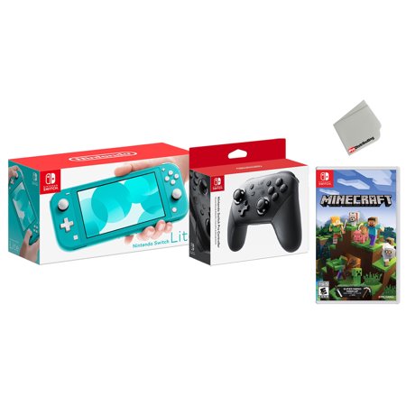 Nintendo Switch Lite Turqouise Bundle with Wireless Pro Controller and Minecraft Game - Import with US Plug