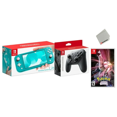 Nintendo Switch Lite Turqouise Bundle with Wireless Pro Controller and Pokemon Shining Pearl Game - Import with US Plug