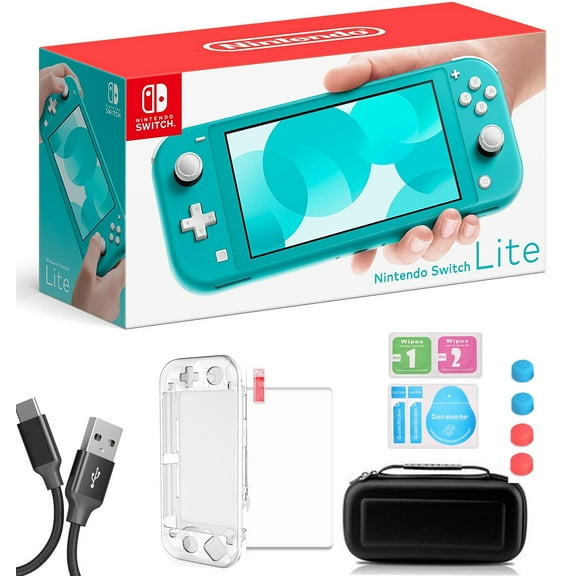 Nintendo Switch Lite Turquoise - 5.5" Touchscreen Display, Built-in Plus Control Pad, Built-in Speakers, 802.11ac WiFi, Bluetooth, Bundle with 9-in-1 Carrying Case
