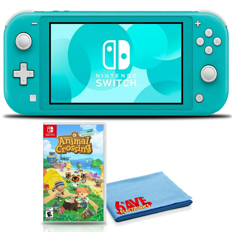 Nintendo Switch Lite (Turquoise) Bundle with Animal Crossing + Fiber Cloth