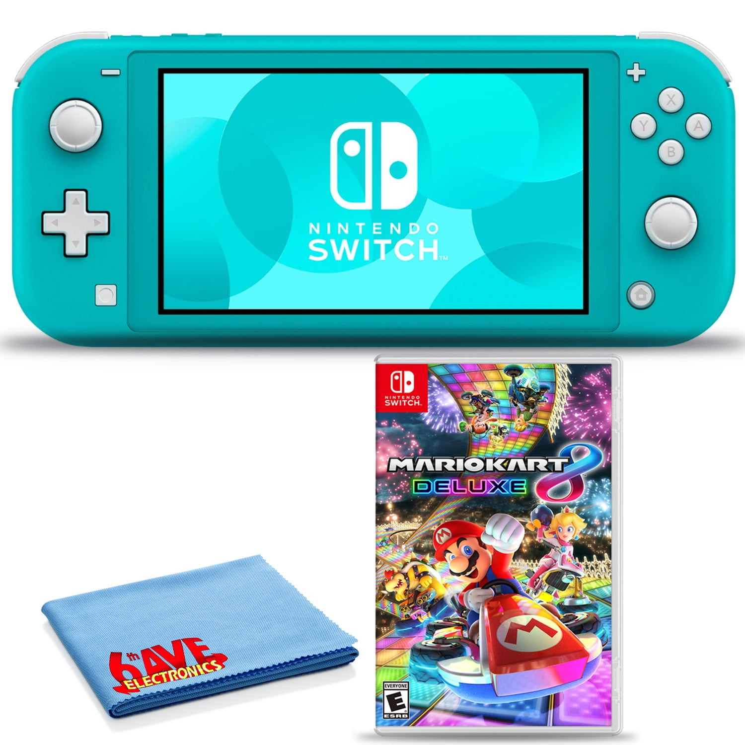 Nintendo Switch Lite (Coral) Bundle with Mario Kart 8 and 6Ave