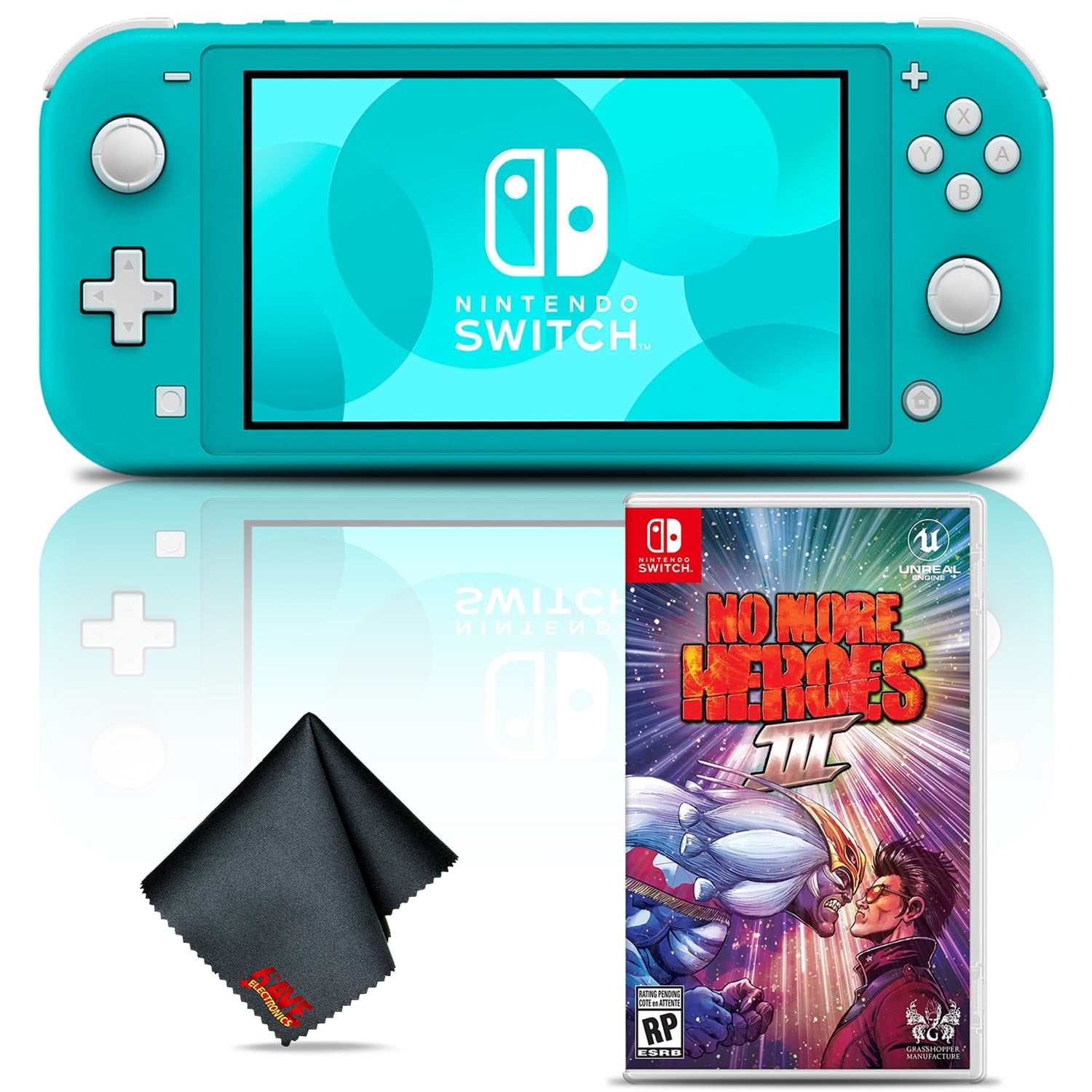 Nintendo Switch Lite Turquoise Console Bundle with No More Heroes 3