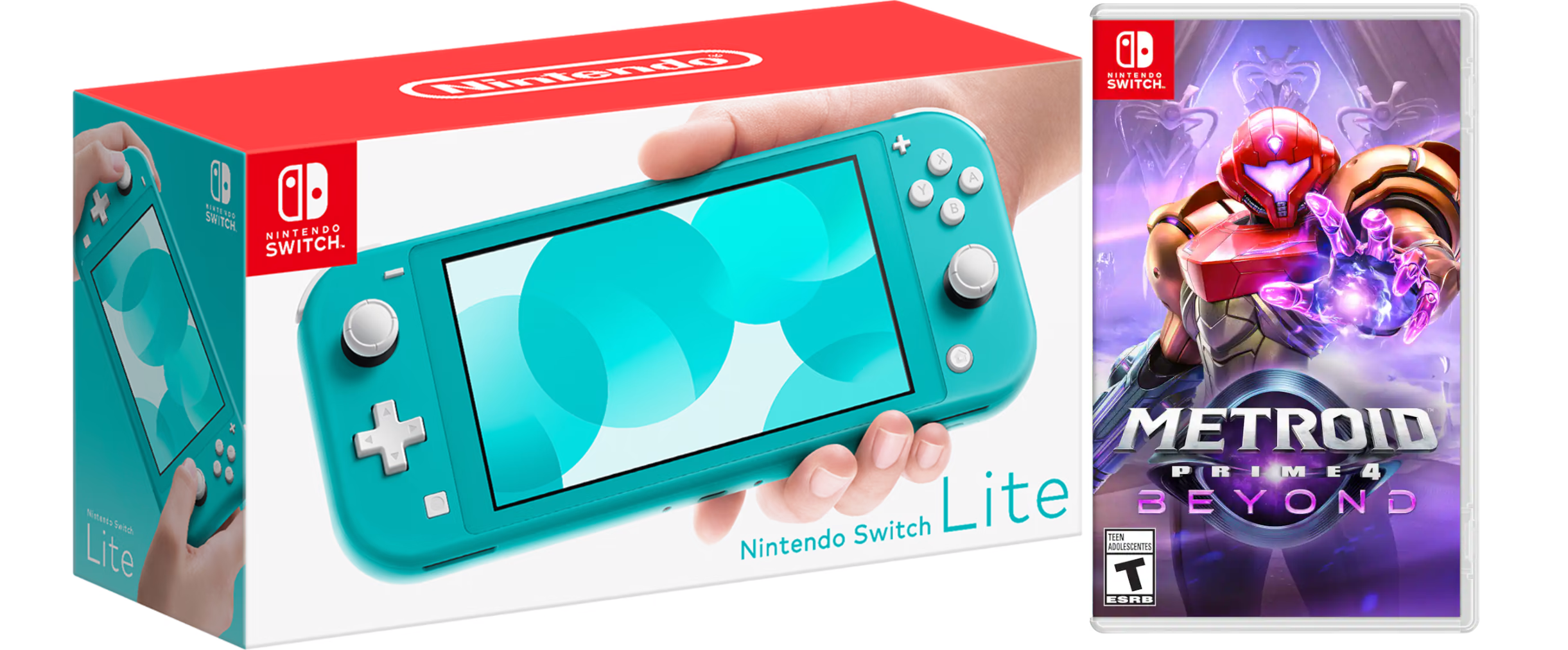 Nintendo Switch Lite Turquoise Console with Metroid Prime 4 Game Bundle (Region Free)