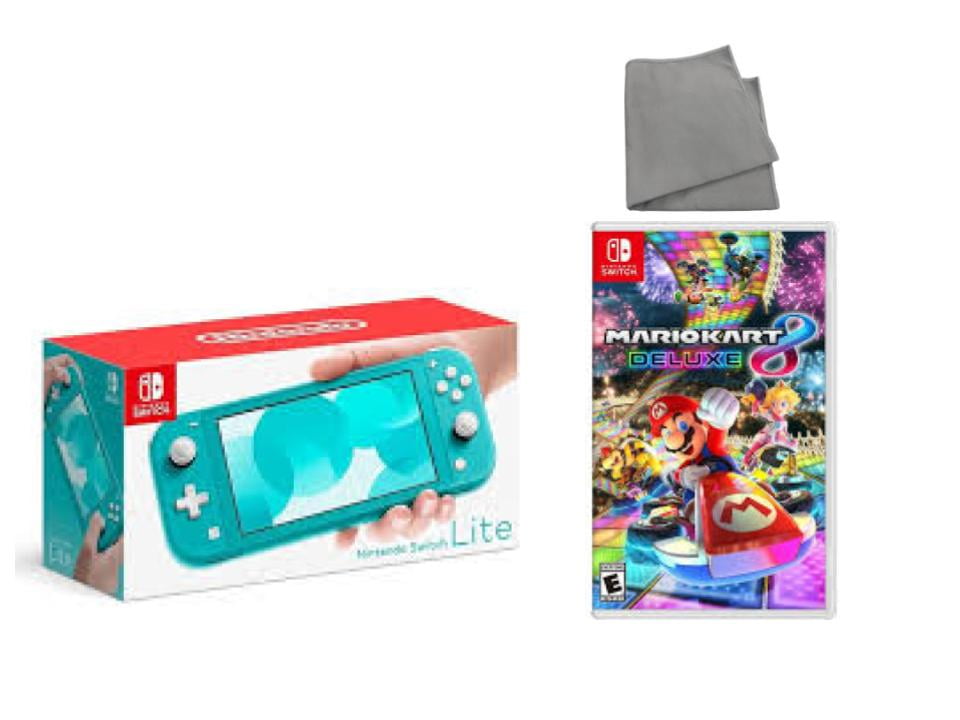 Nintendo Switch Lite Turquoise Edition with Mario Kart 8 Deluxe and Screen Cleaning Cloth (JP Console)