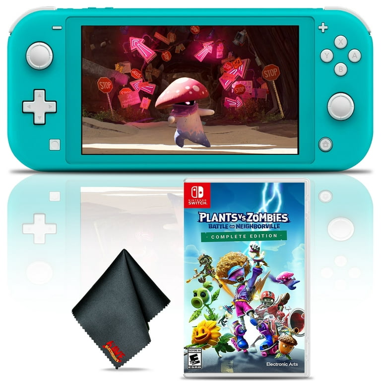 Nintendo Switch Lite (Turquoise) Gaming Console Bundle with Plants