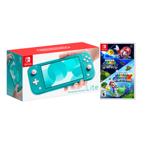Nintendo Switch Lite Turquoise Gaming Console with Super Mario Galaxy 2 Bundle (Region Free)