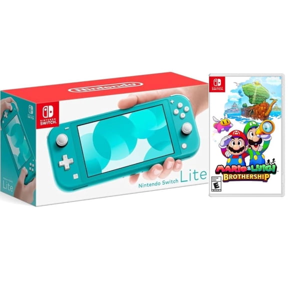 Nintendo Switch Lite Turquoise (International Edition) Bundle with Mario and Luigi: Brothership