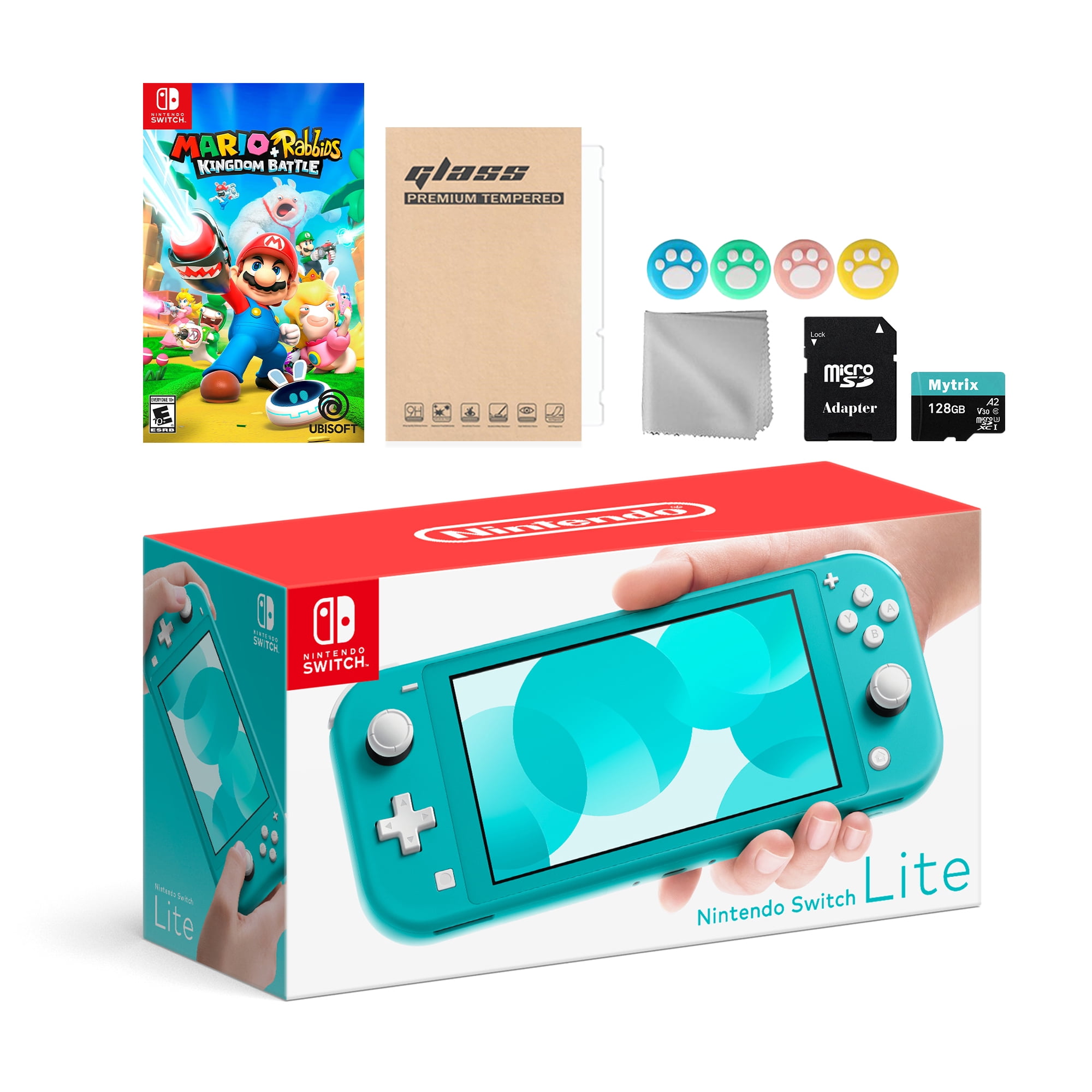 Nintendo Switch Lite Turquoise with Donkey Kong Country, Mytrix 128GB  MicroSD Card and Accessories NS Game Disc Bundle Best Holiday Gift