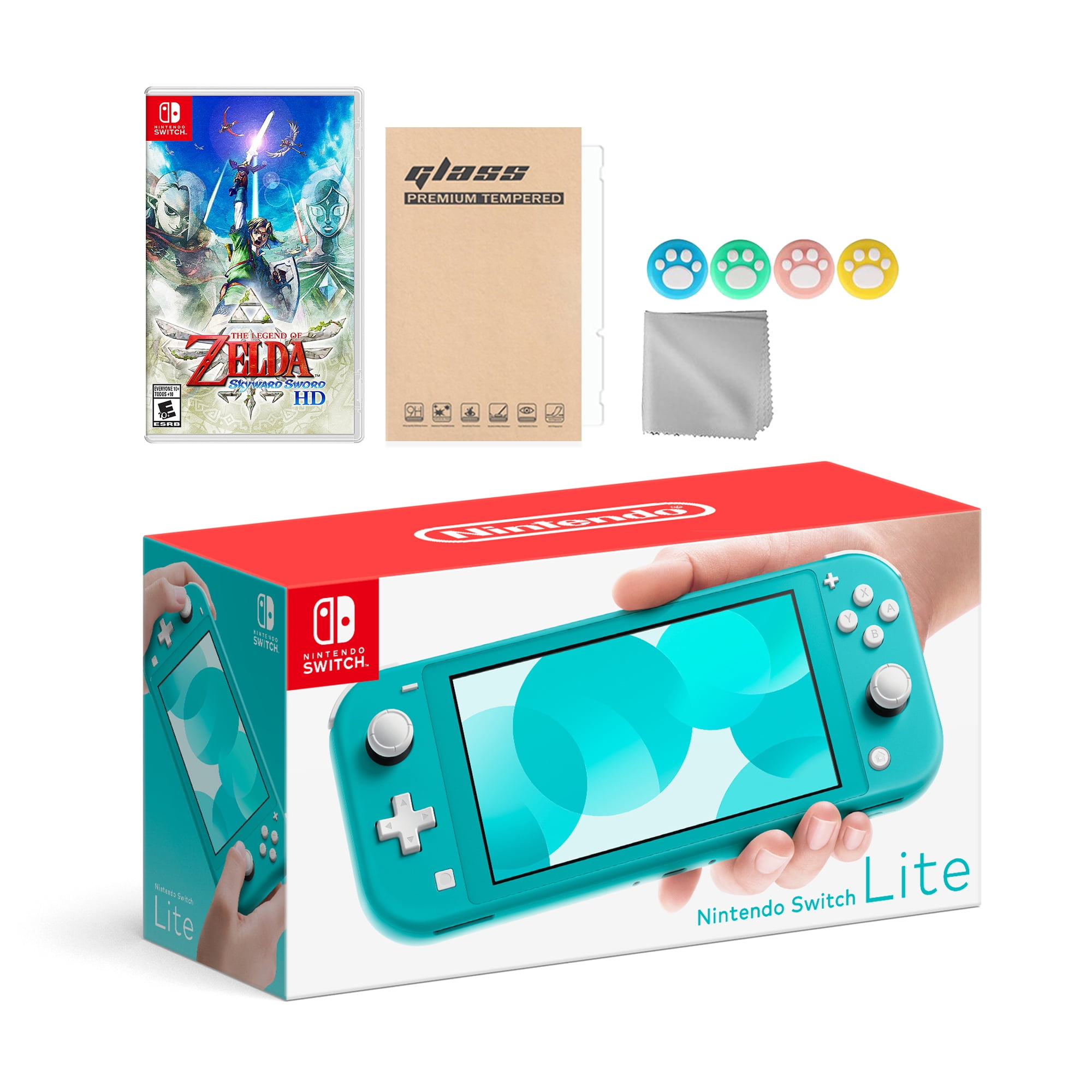Switch Lite Turquoise with Monster Rise and Accessories NS Game Disc Bundle Best Holiday Gift -