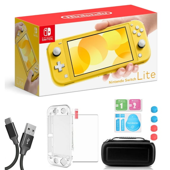 Nintendo Switch Lite Yellow, 5.5" Touchscreen Display, Built-in Plus Control Pad, Built-in Speakers, 802.11ac WiFi, Bluetooth, Bundle with 9-in-1 Carrying Case
