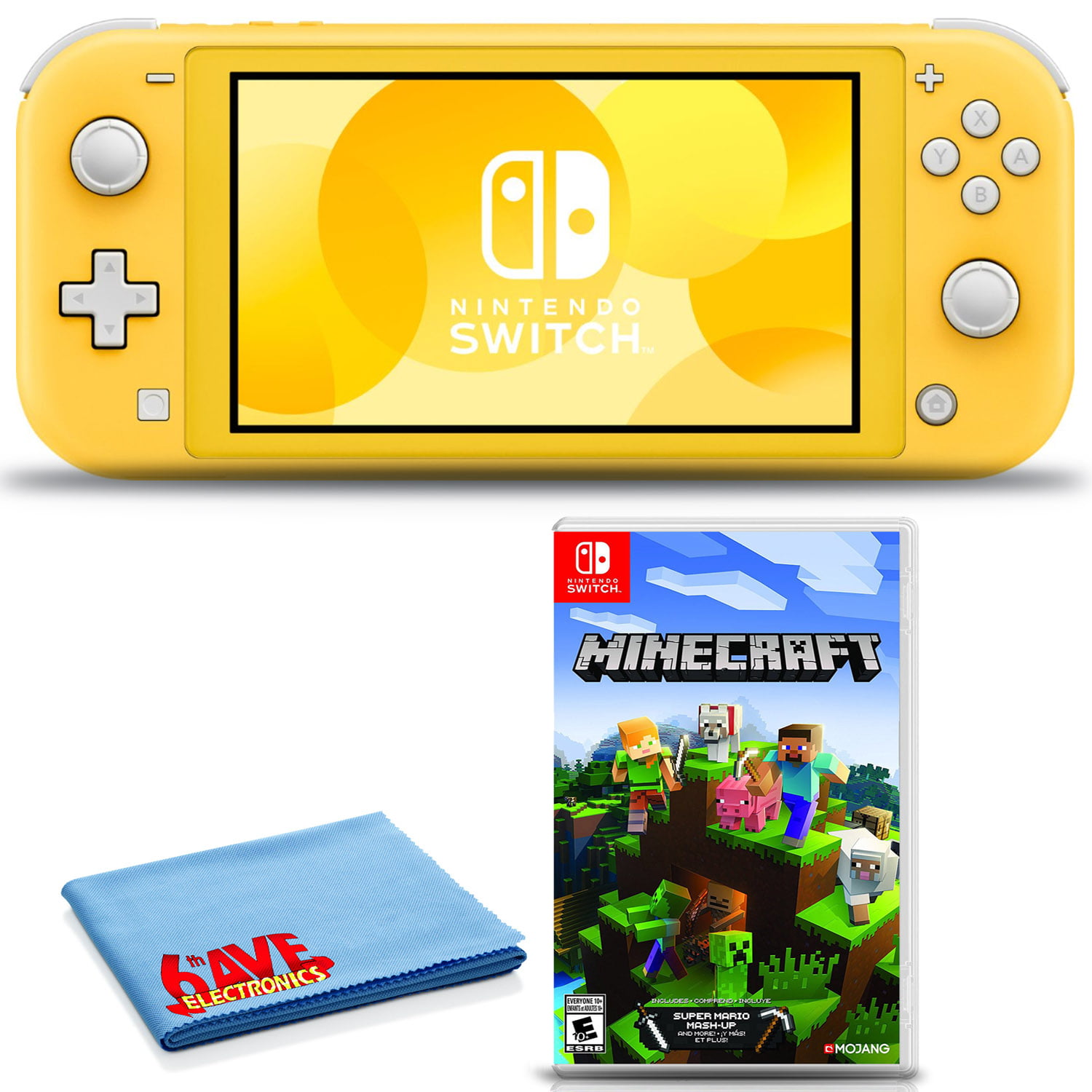 Nintendo Switch Lite (Yellow) Bundle Includes Minecraft + 6Ave