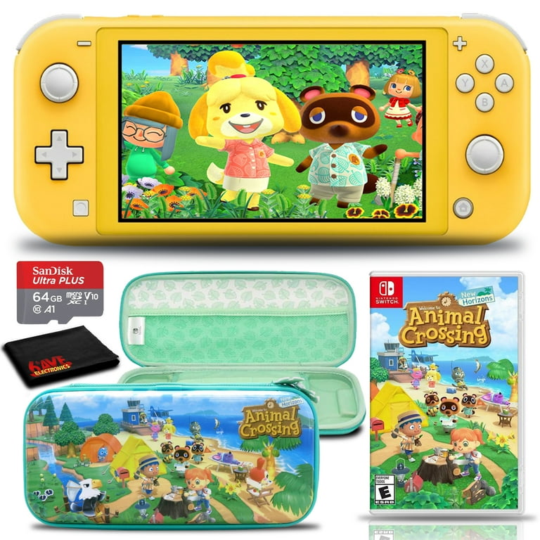 Nintendo Switch Lite Yellow Bundle with Animal Crossing Case and 64GB Card