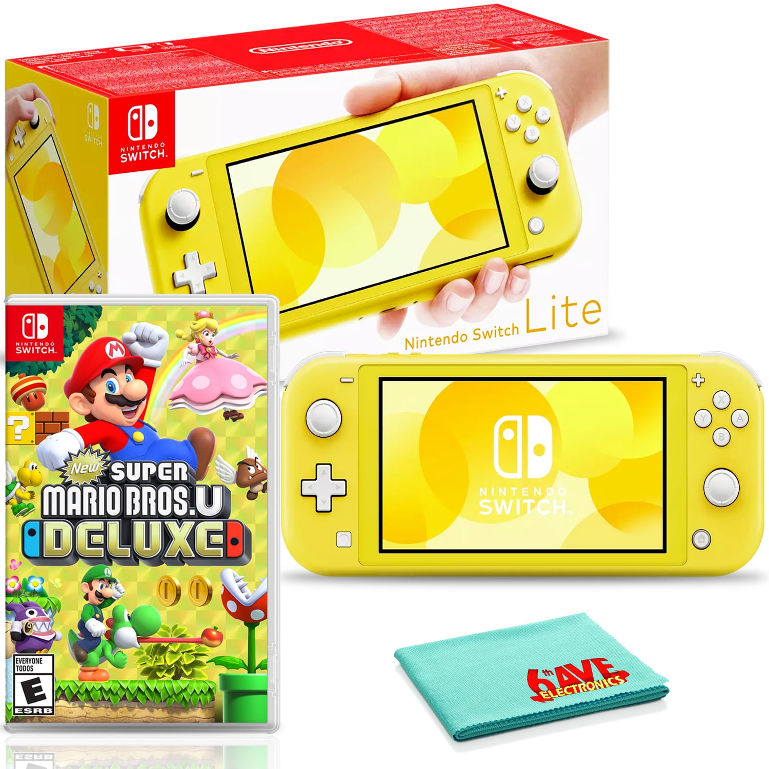 Nintendo Switch Lite (Yellow) Bundle with Super Mario Bros. U and
