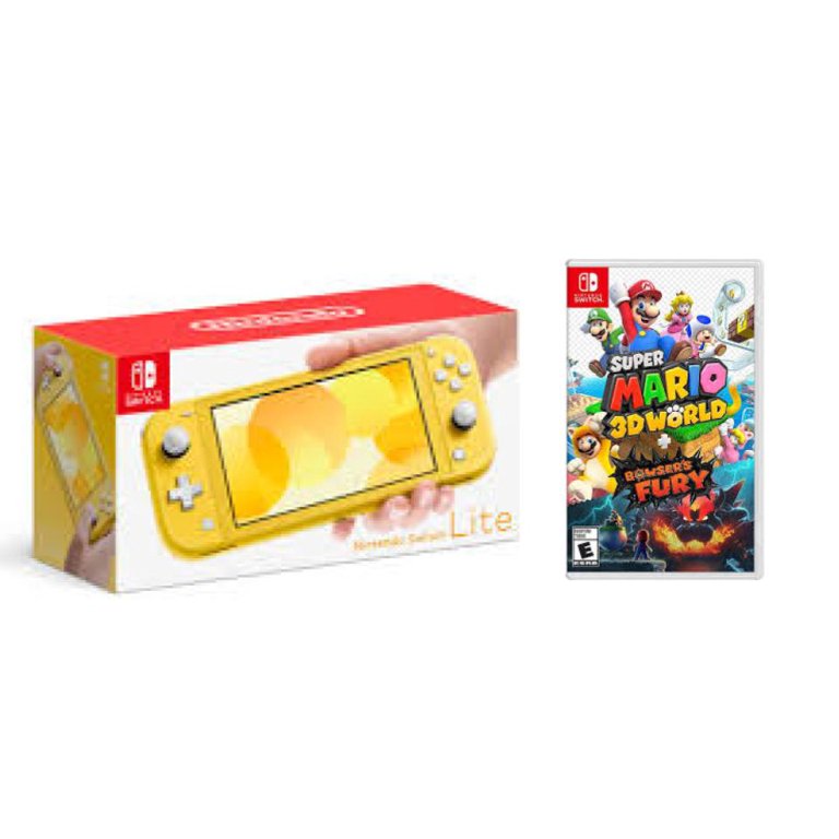 Nintendo Switch Lite Yellow Gaming Console with Super 3D World and