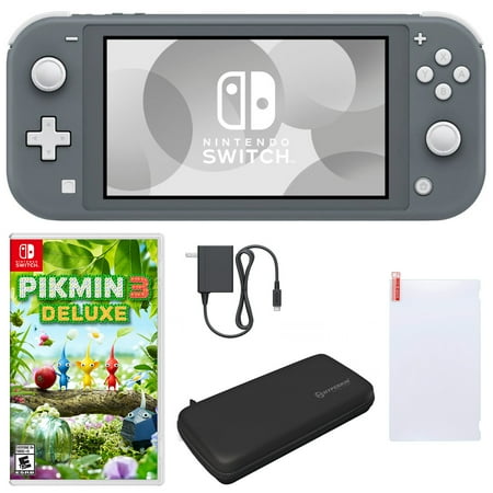 Nintendo Switch Lite in Gray with Pikmin 3 Deluxe and Accessories