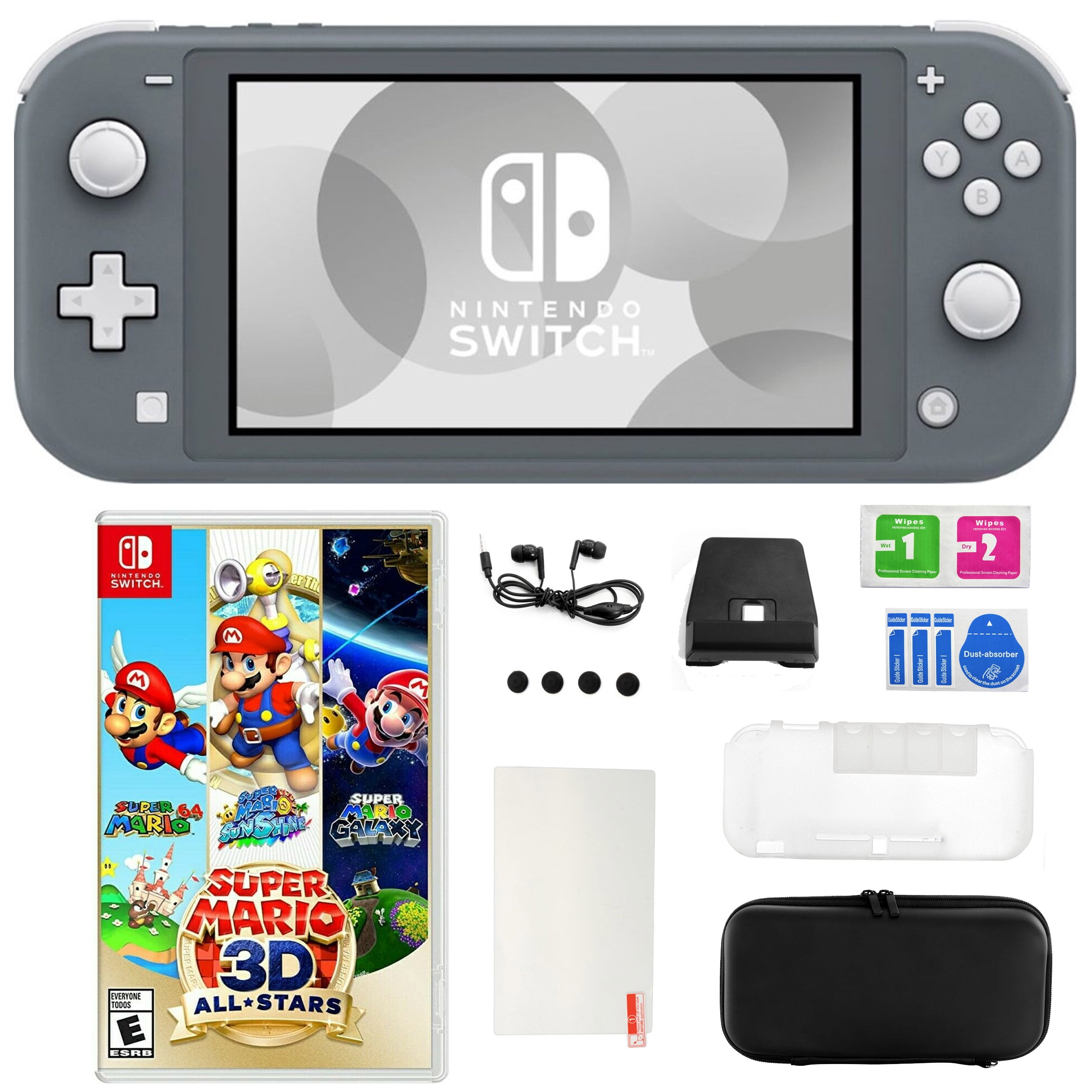 Nintendo Switch Lite in Gray with Super Mario 3D All Star Game and  Accessories Kit