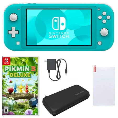 Nintendo Switch Lite in Turquoise with Pikmin 3 Deluxe and Accessories