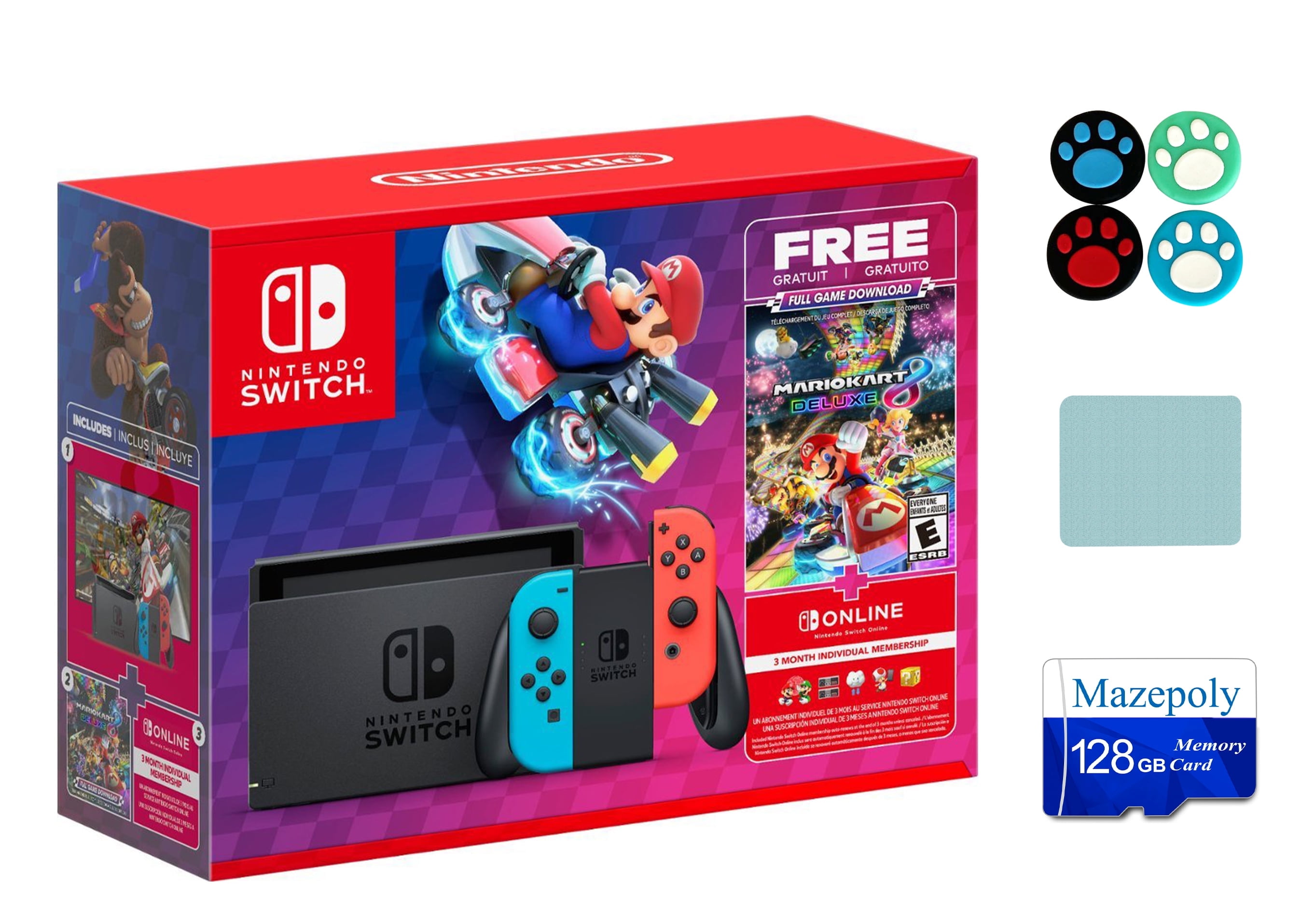 Nintendo Switch™ Mario Kart™ 8 Deluxe Bundle (Full Game Download + 3 Mo. Nintendo Switch Online Membership Included) with Mazepoly Accessories