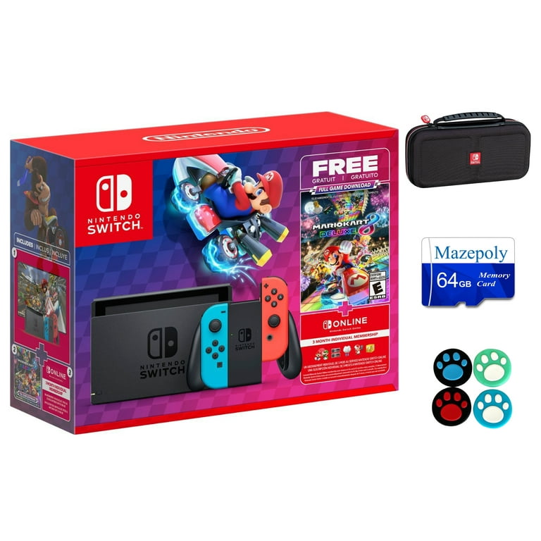 Nintendo Switch OLED Model w/ Neon Red & Neon Blue Joy-Con Console with  Mario Kart 8 Deluxe Game - Limited Bundle - Import with US Plug 