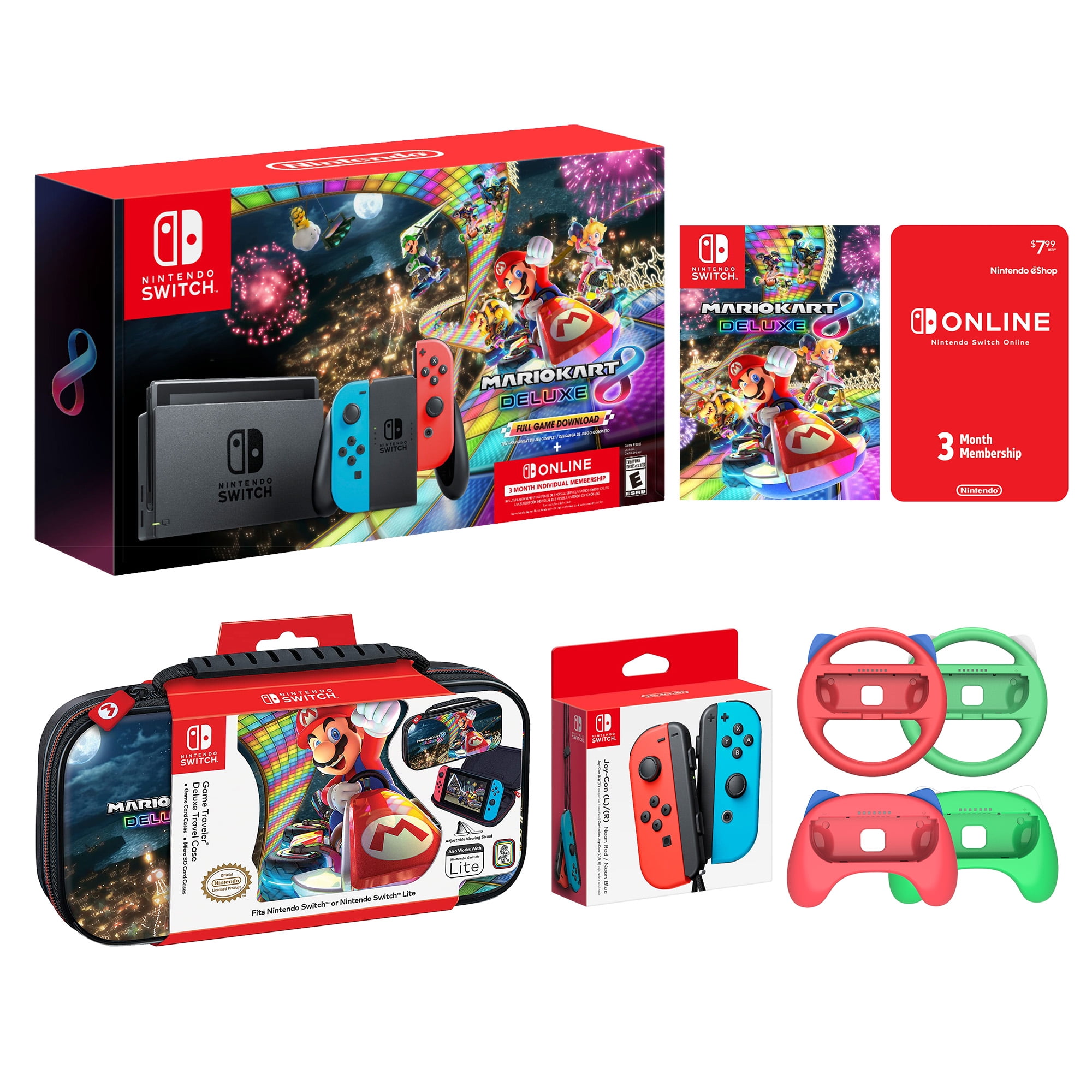 Console Nintendo Switch Com Joy-con Azul Neon E Vermelho Neon + Mario Kart  8 Deluxe