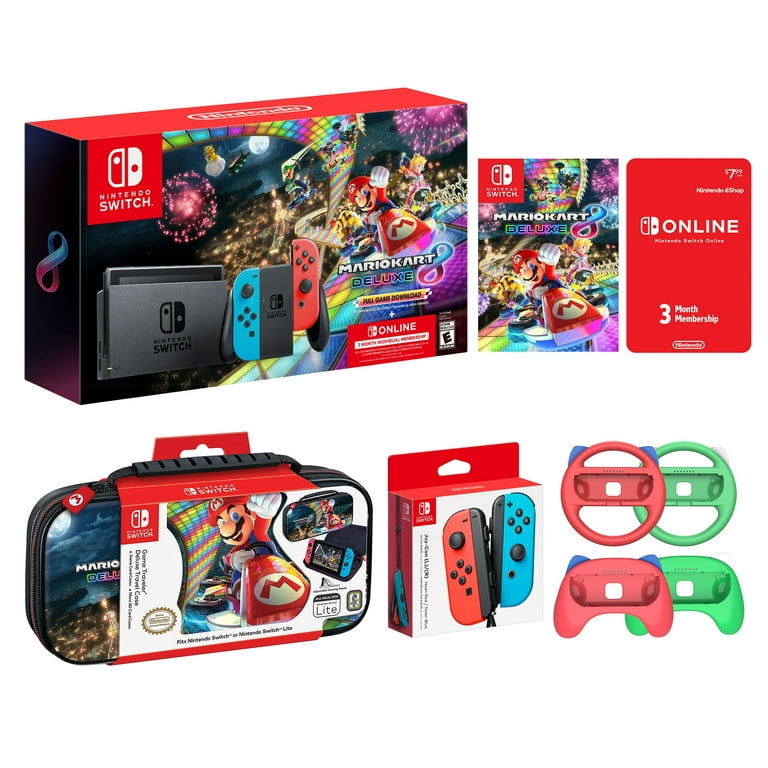 Nintendo Switch Console Bundle with Mario Kart 8 Deluxe Game & Nintendo  Switch Online 3-Month Individual Membership