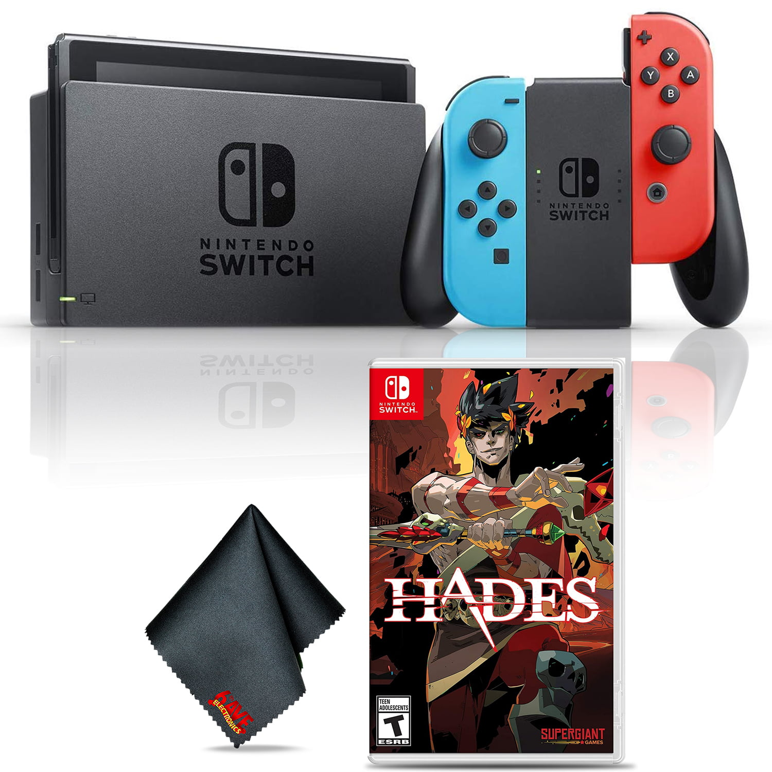 Nintendo Switch (Neon Blue/Red) Gaming Console Bundle with Hades Game and  Cleaning Cloth