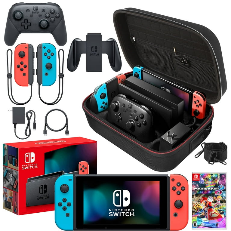 Nintendo Switch Neon Blue/Red with Mario Kart 8 Deluxe Bundle