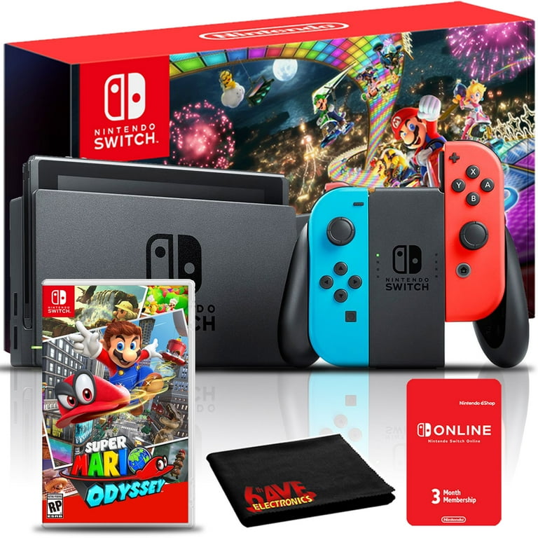 Nintendo Switch (Neon Blue/Red) + Mario Kart 8 Deluxe + Super