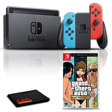 Nintendo Switch (Neon Blue/Red) with Grand Theft Auto: The Trilogy Game