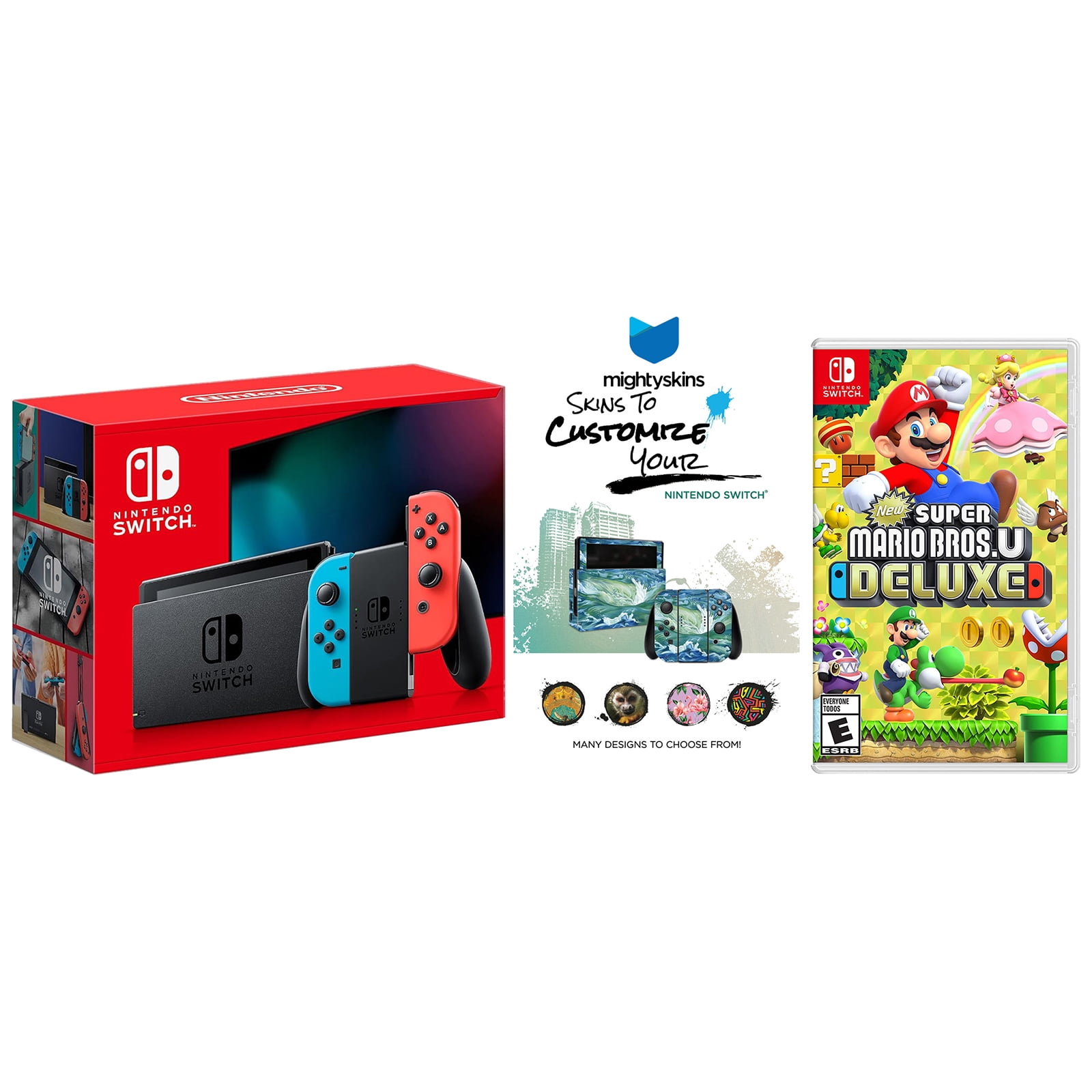 Nintendo Switch Gray Console with New Super Mario Bros. U Deluxe Game and MightySkins Custom Code Bundle - Japan Import with US Plug Nintendo Switch Gray Console with New Super Mario Bros. U Deluxe Game and MightySkins Custom Code Bundle - Japan Import with US Plug