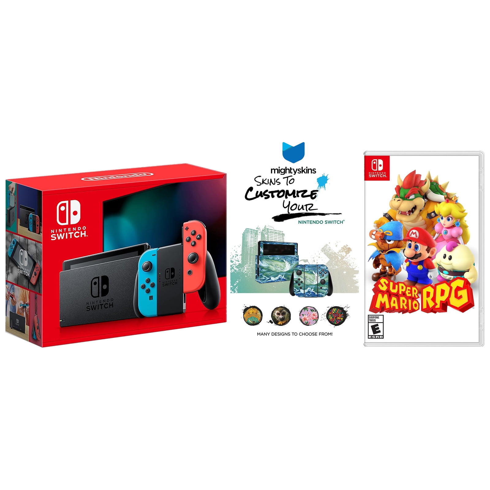 Nintendo Switch Gray Console with New Super Mario Bros. U Deluxe Game and  MightySkins Custom Code Bundle - Japan Import with US Plug