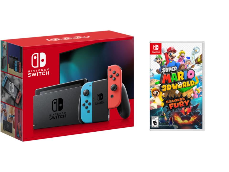 Nintendo Switch Neon Gaming Console with Super Mario 3d World and