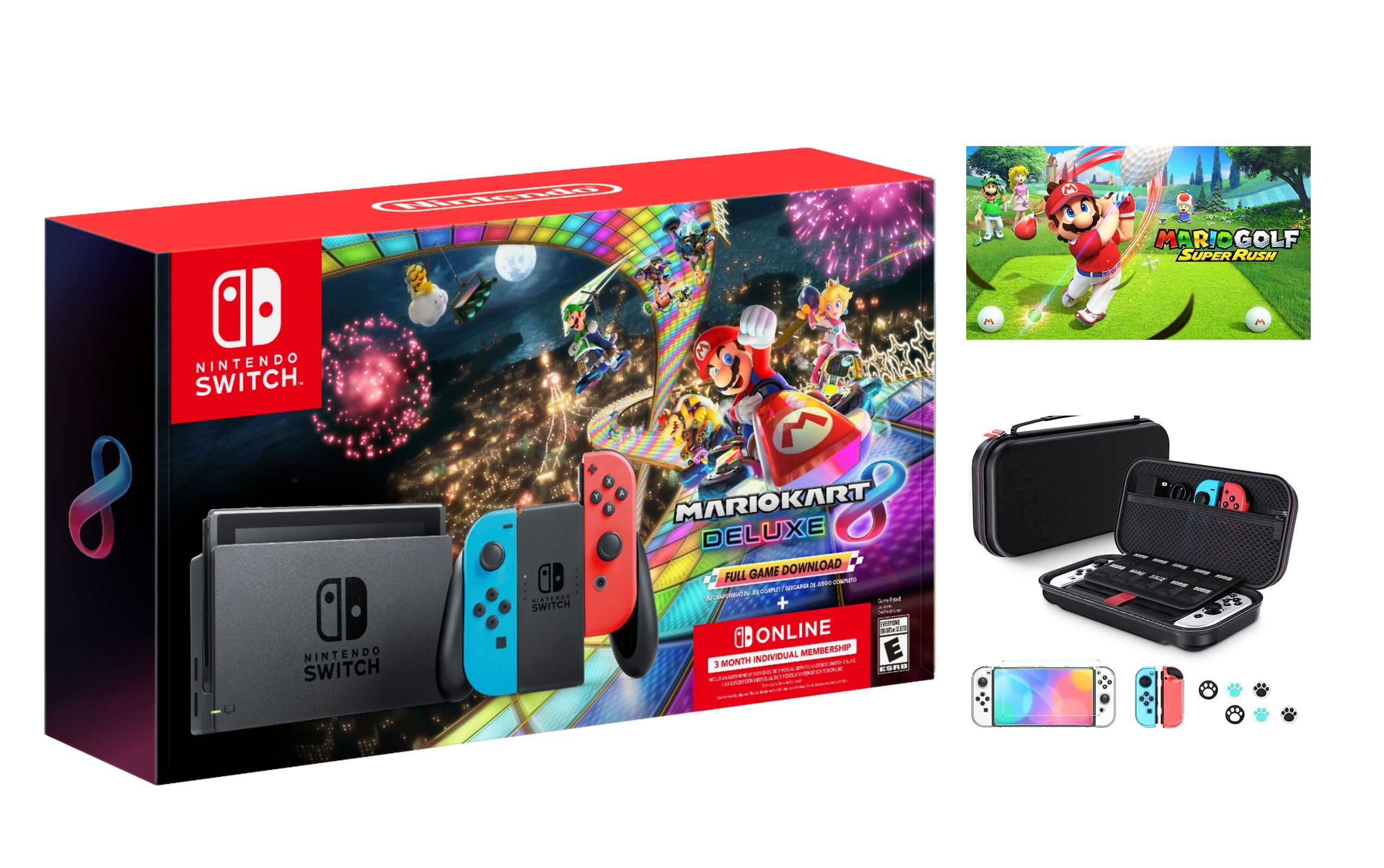 Nintendo Switch Neon JoyCons Mario Kart 8 Game, 32GB Internal Storage