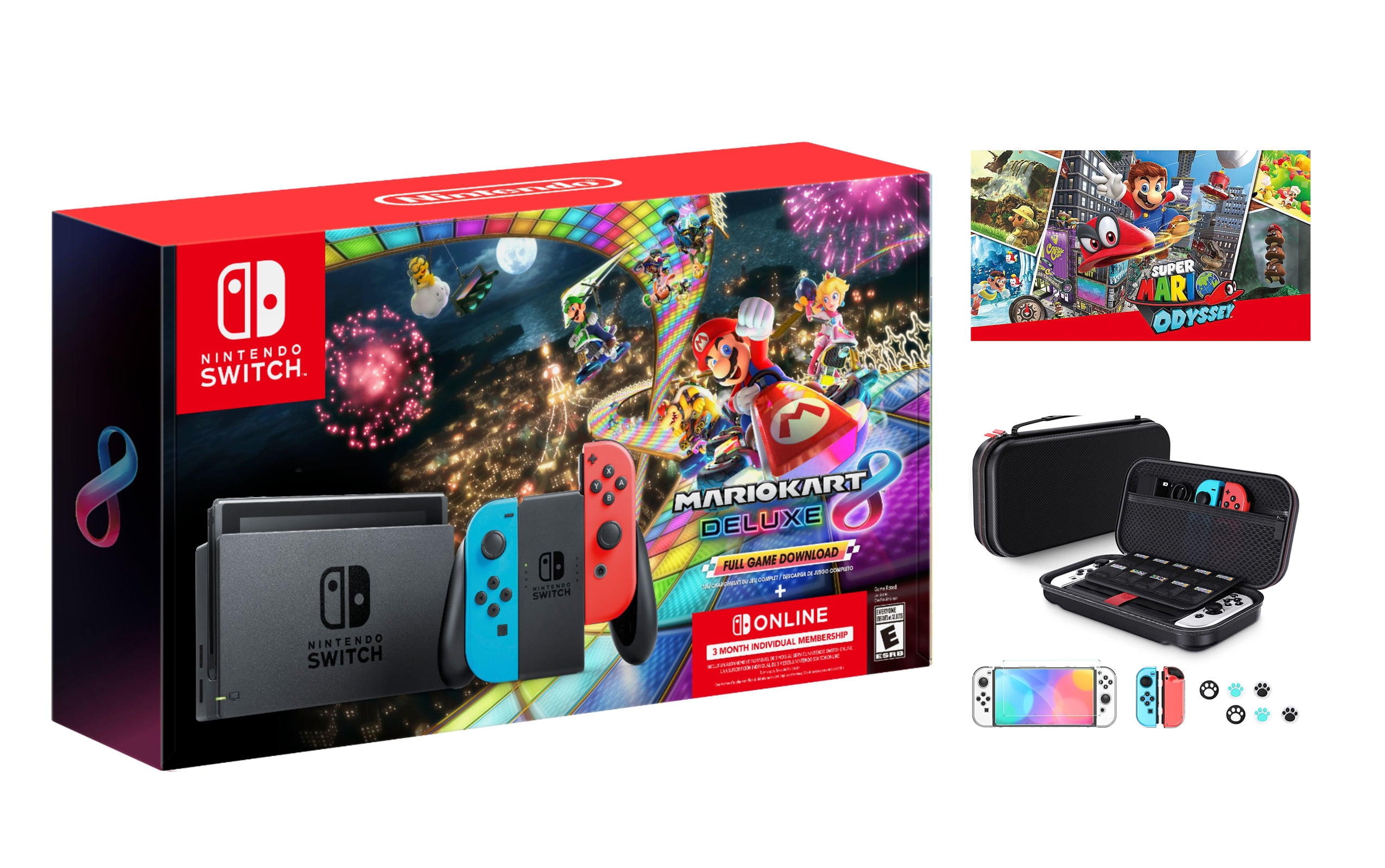 2023 Newest Nintendo Switch OLED Model Neon Red & Blue Joy-Cons Console,  32GB Internal Storage, Bundle with Super Mario Bros.U Deluxe & 10 in 1  Accessory Case 