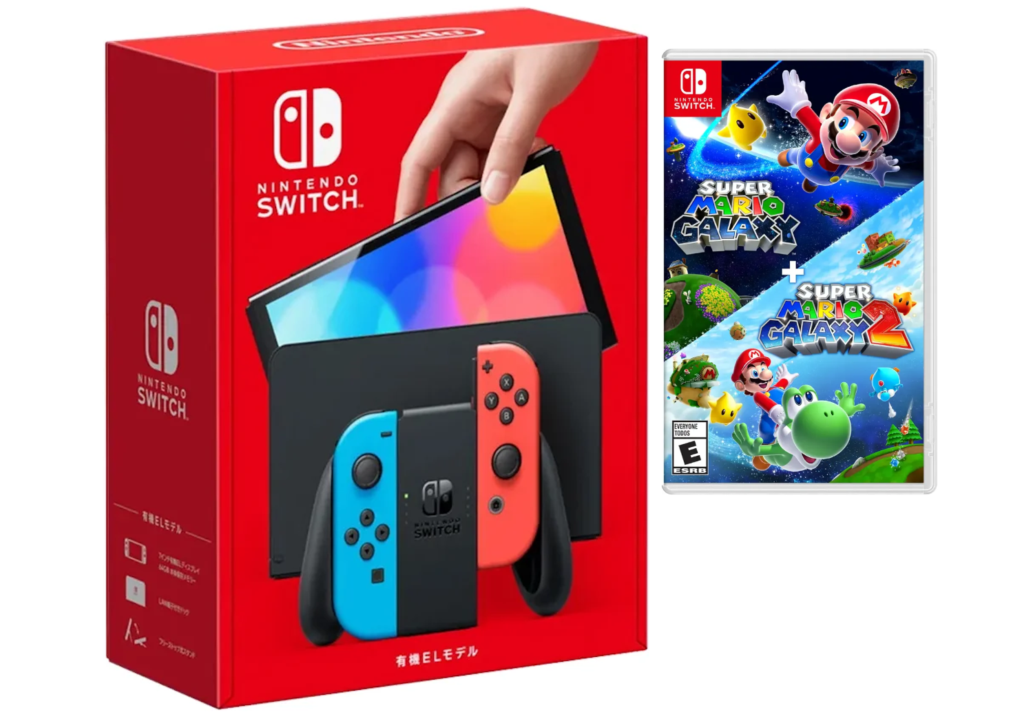 Nintendo Switch Neon OLED Gaming Console with Super Mario Galaxy 2