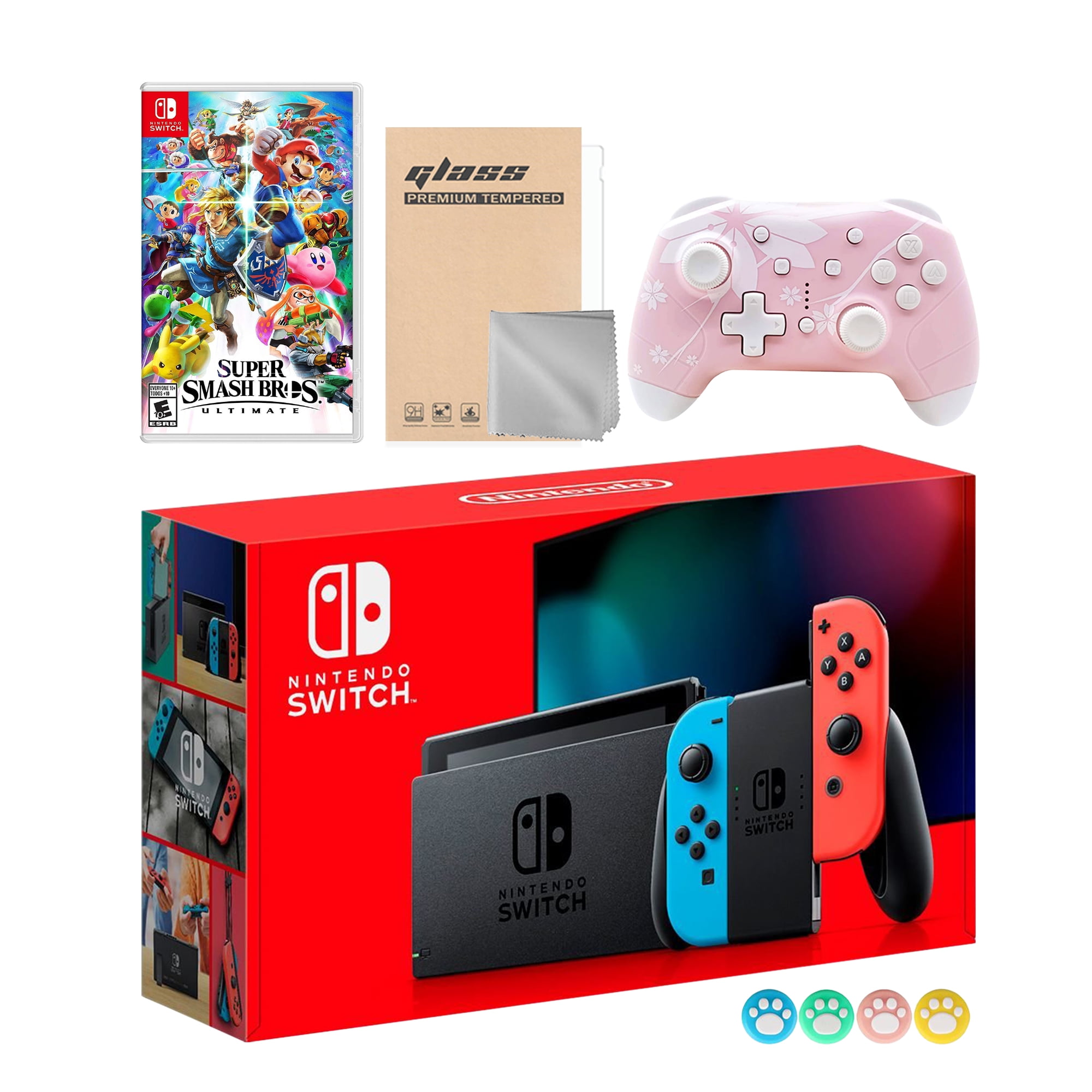 Nintendo Switch with Neon Blue and Red Joy-Con Bundle with Super Smash Bros.  Ultimate 