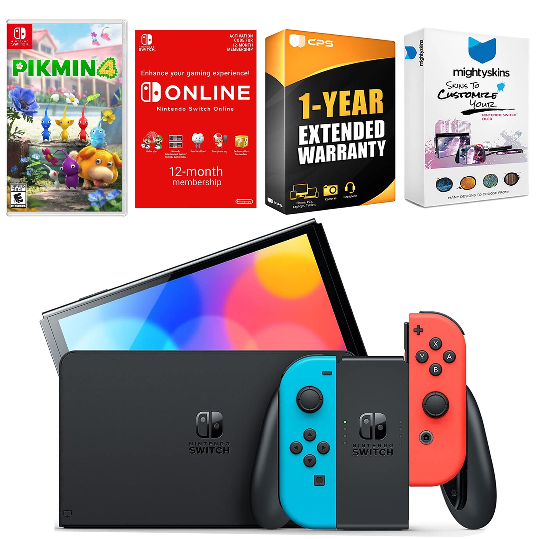 Nintendo Switch Neon Red & Blue OLED Console with Pikmin 4, NSO 12
